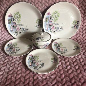 Rare Vintage  Alfred Meakin  English China Down By The Seine